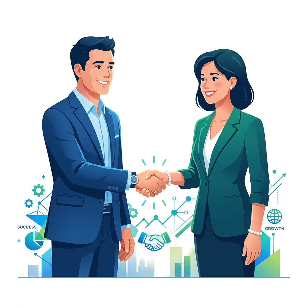 Business Partnership Handshake Illustration
