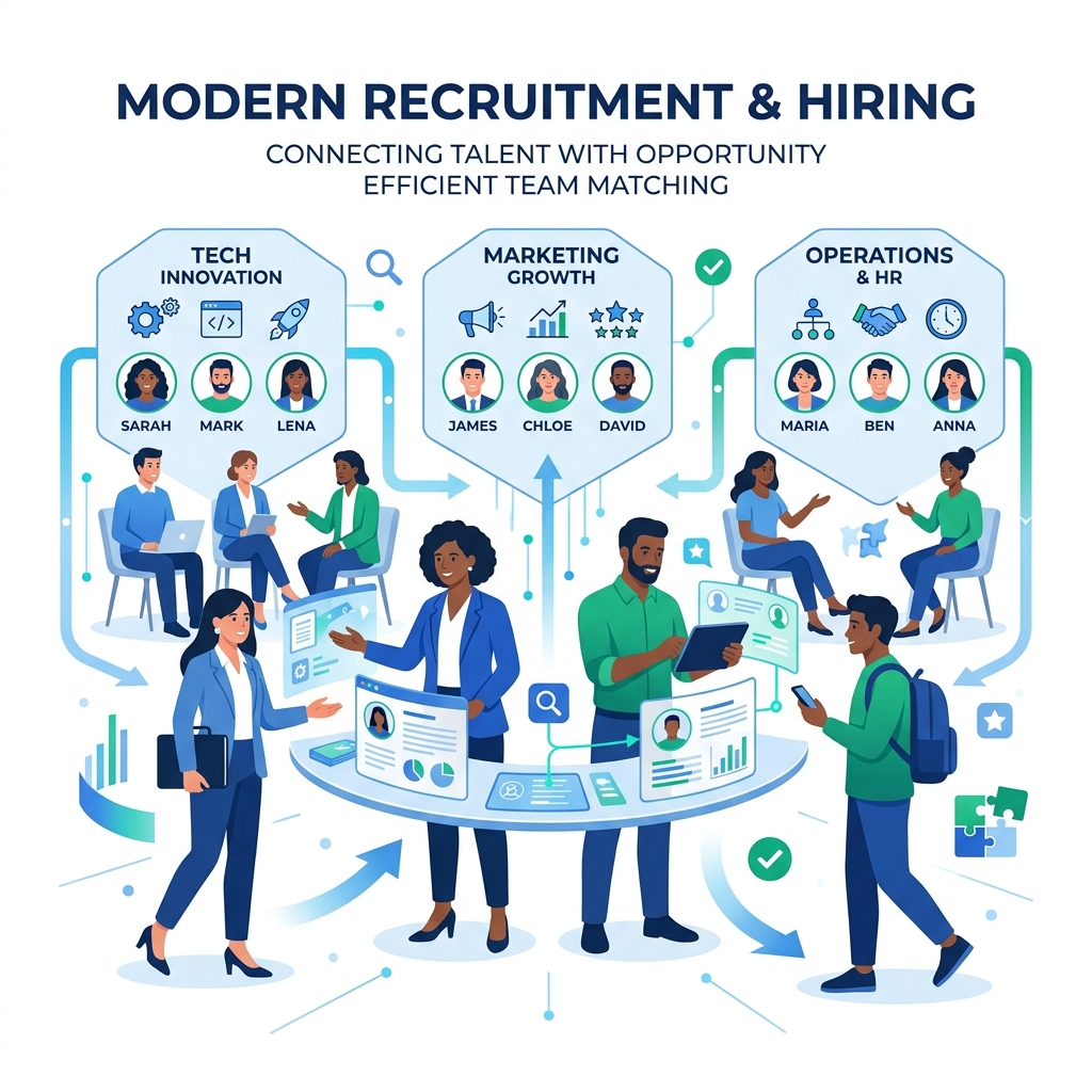 Professional Recruitment & Hiring Process Illustration